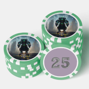 Fichas De Póquer Robot 4 green 25 striped poker chip