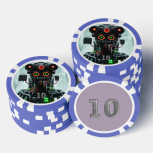 Fichas De Póquer Robot 5 chip de póker a rayas azul 10