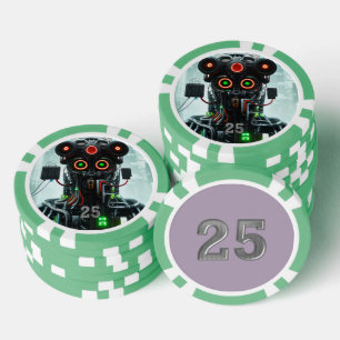 Fichas De Póquer Robot 5 green 25 striped poker chip
