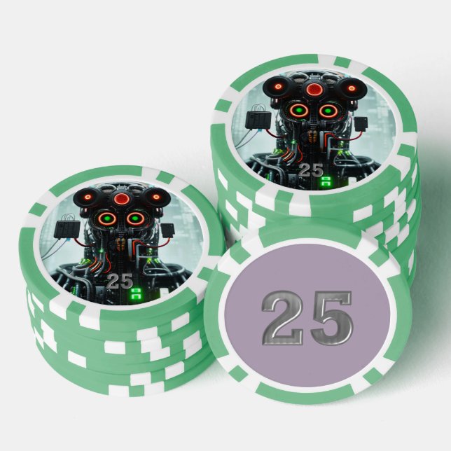 Fichas De Póquer Robot 5 green 25 striped poker chip (Pila)