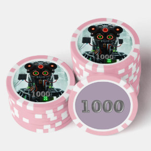 Fichas De Póquer Robot 5 pink 1000 a rayas chip de póker