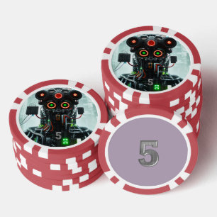 Fichas De Póquer Robot 5 red 5 a rayas chip de póker