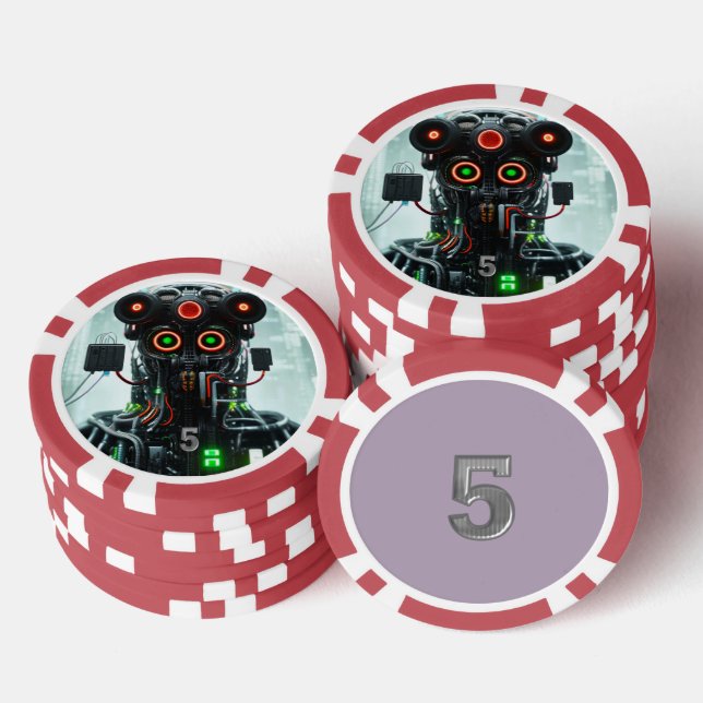 Fichas De Póquer Robot 5 red 5 a rayas chip de póker (Pila)