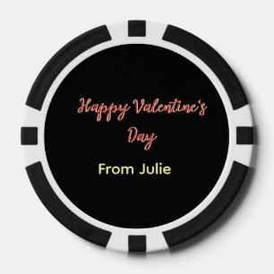 Fichas De Póquer Rojo negro feliz día de San Valentín de nombre ele