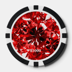 Fichas De Póquer Rojo Ruby Gem Stone Clay Poker Chip Edge
