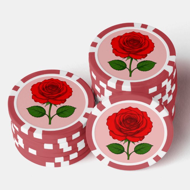 Fichas de póquer Rosa Roja (Pila)
