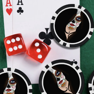 Fichas De Póquer Rosa Sugar Skull Retrato