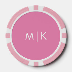 Fichas De Póquer Rosa y blanco Monograma moderno