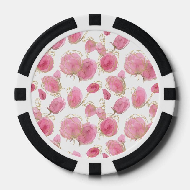 Fichas De Póquer Rosas rosadas (Anverso)