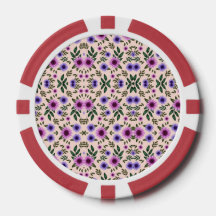 Round poker chip with a floral pattern 