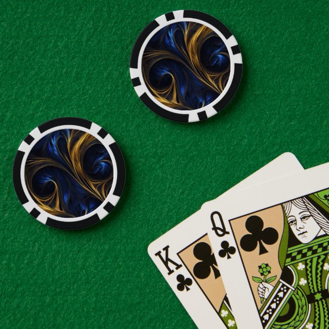 Fichas De Póquer Royal Blue Gold Resumen Swirl (Mesa de Poker (Doble))