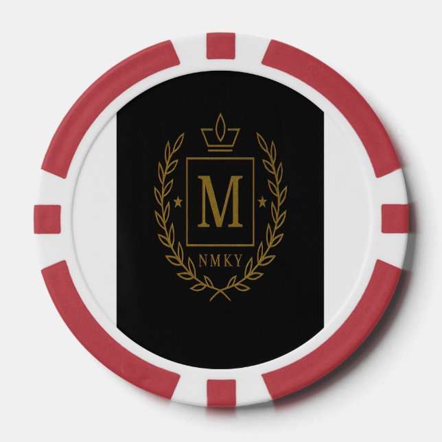 Fichas De Póquer "Royal NMKY Emblem – Monogram M Crest Design" (Anverso)