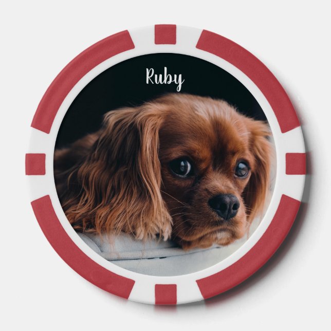 Fichas De Póquer Ruby Cavalier Personalizado King Charles Spaniel (Anverso)