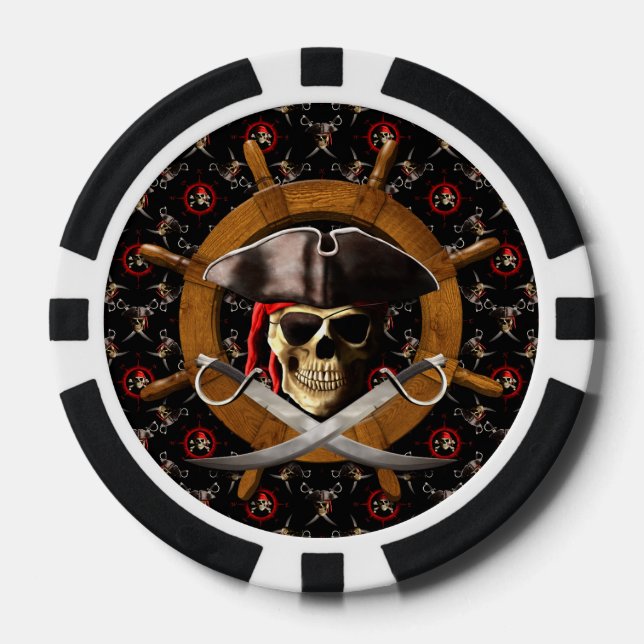 Fichas De Póquer Rueda Jolly Roger Pirate (Anverso)