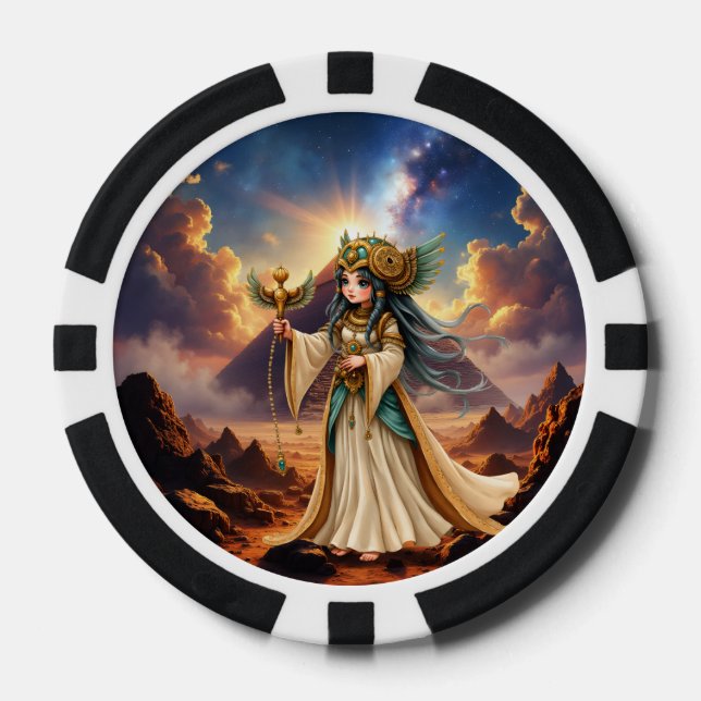 Fichas De Póquer Sacerdotisa Celestial de la Pirámide Dorada. (Anverso)