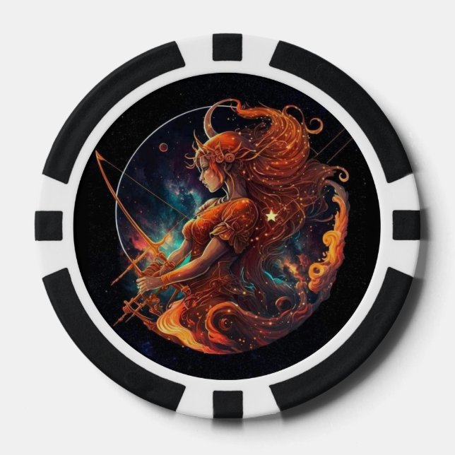 Fichas De Póquer Sagittarius Zodiac Poker Chips - Símbolo de horósc (Anverso)