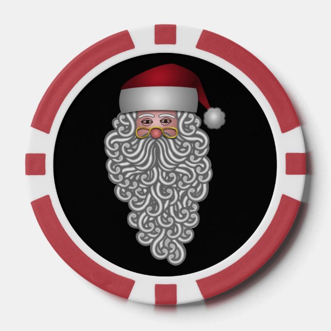 Fichas De Póquer Santa Festividad con barba de Curly (Anverso)