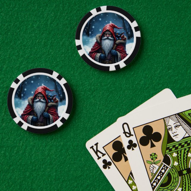 Fichas De Póquer Santa Frostbite y su duende travieso. (Mesa de Poker (Doble))