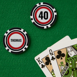 Fichas De Póquer Señal de límite de velocidad de cumpleaños 40 ANY 