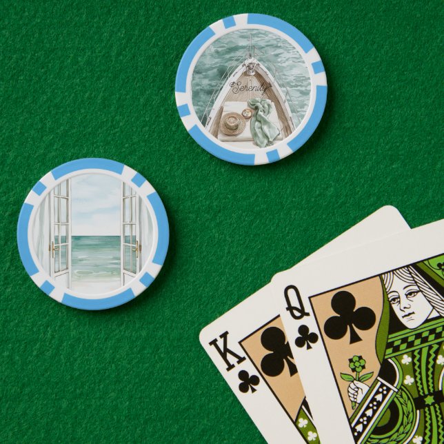 Fichas De Póquer Serenidad Barco del Océano Tranquilo (Mesa de Poker (Doble))