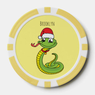 Fichas De Póquer Serpiente verde suave con personalizado de sombrer