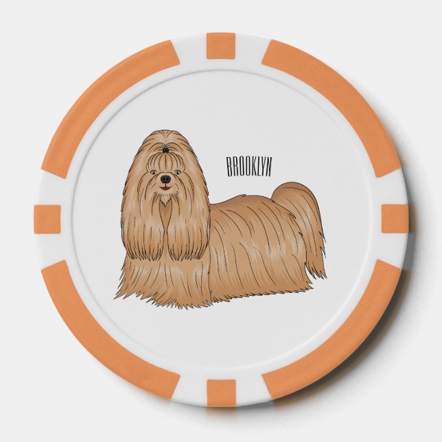 Fichas De Póquer Shih tzu personalizado de pelo largo ilustracion (Anverso)