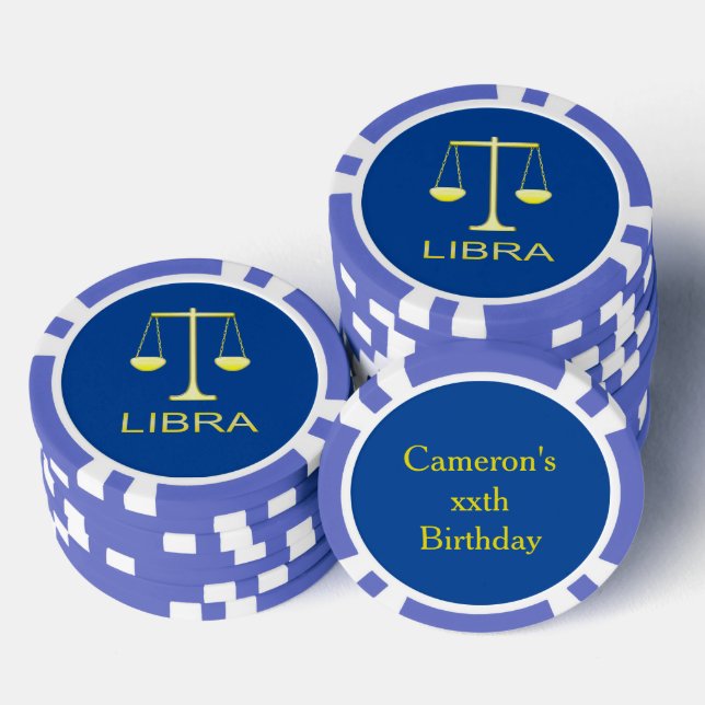 Fichas De Póquer Signo de estrella de balanzas de oro de Libra Cump (Pila)