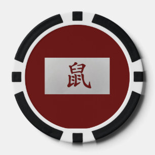 Fichas De Póquer Signo zodiaco chino Rojo
