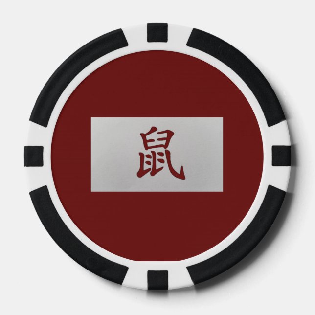 Fichas De Póquer Signo zodiaco chino Rojo (Anverso)