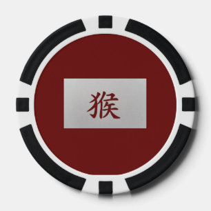 Fichas De Póquer Signo zodiaco chino Rojo mono