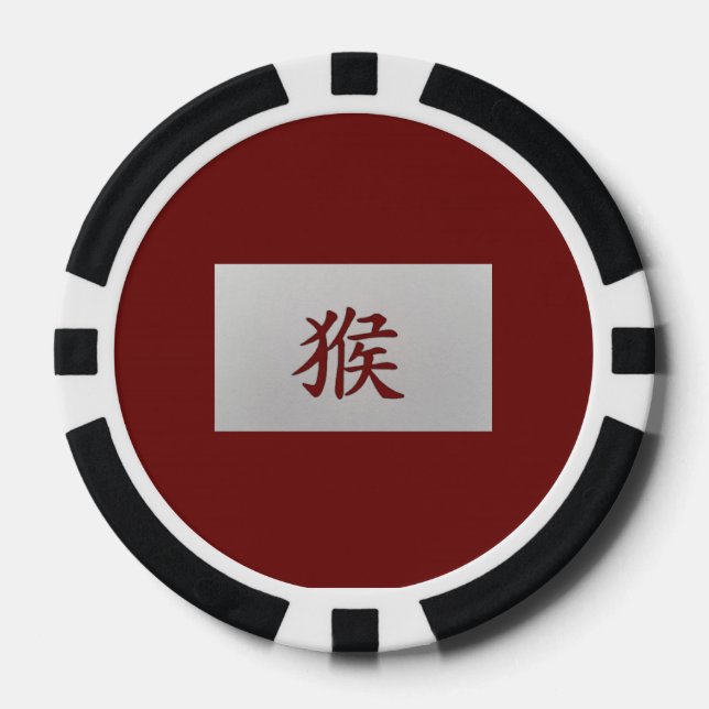 Fichas De Póquer Signo zodiaco chino Rojo mono (Anverso)