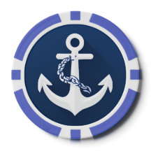 Símbolo Náutico Ancla Blanco Azul Marina