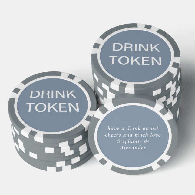 Fichas De Póquer Simple Dusty Blue Boda recién casada token de bebi (Pila)