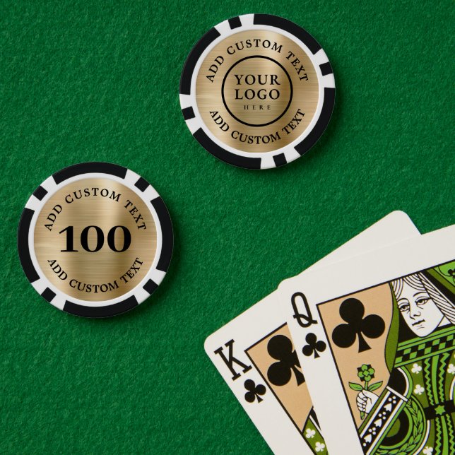 Fichas De Póquer Simple Logo and Text Business Gold Promotional (Mesa de Poker (Doble))