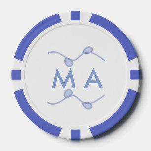 Fichas De Póquer Simple monograma añade tu nombre letra hoja azul