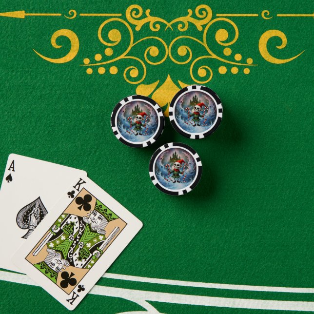 Fichas De Póquer Skeleton Christmas Elf – Creepy Cute Dark Holiday  (Mesa de póquer (pila))