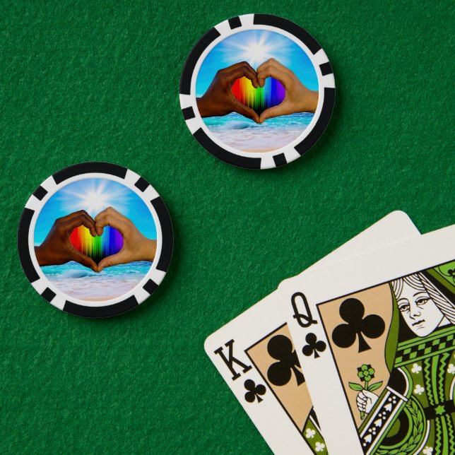 Fichas De Póquer SlipperyJoe gradiente de corazón de arcoíris vívid (Mesa de Poker (Doble))