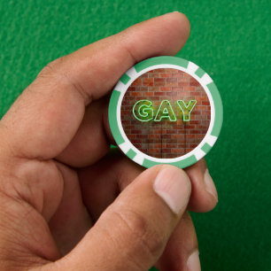 Fichas De Póquer SlipperyJoe iluminó el letrero de neón gay brillan