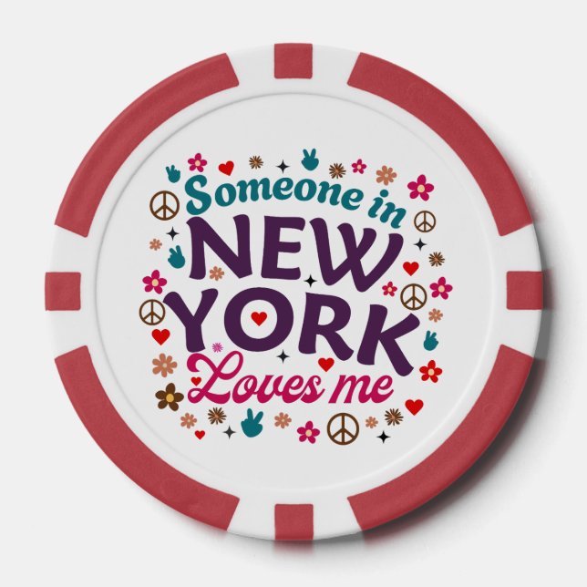 Fichas De Póquer Someone in New York Loves Me Retro Funny Design (Anverso)