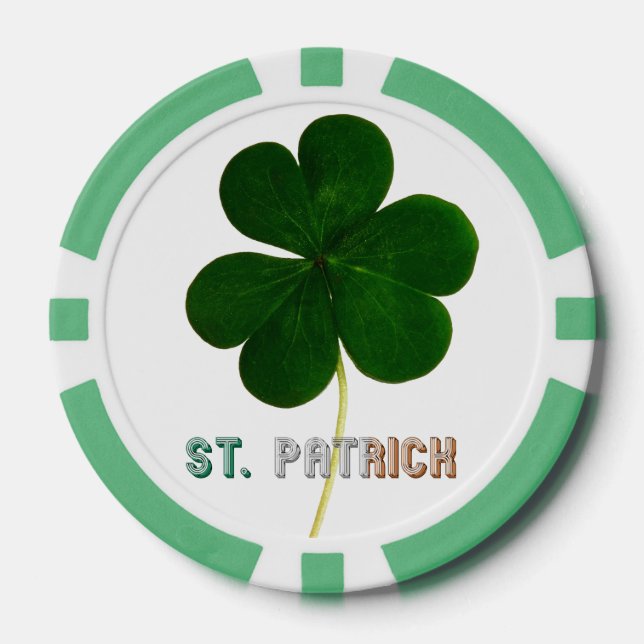 Fichas De Póquer St. Patrick Irish Shamrock Clover Ireland Poker (Anverso)