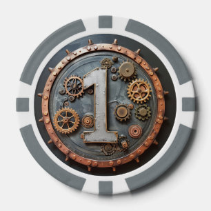 Fichas De Póquer Steampunk $1 Chip de Poker: Apuesta Mecánica
