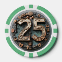 Steampunk $25 Chip de Poker: Fortuna Mecánica