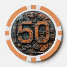 Steampunk $50 Chip de Poker: Arcane Machina