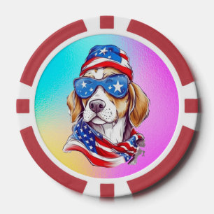 Fichas De Póquer Sublimación de perro del 4 de julio-66361