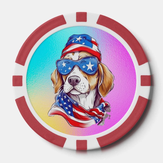 Fichas De Póquer Sublimación de perro del 4 de julio-66361 (Anverso)
