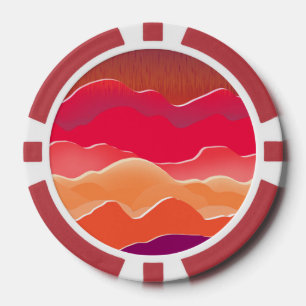 Fichas De Póquer Sunset Peaks Moderno Paper Collage Art