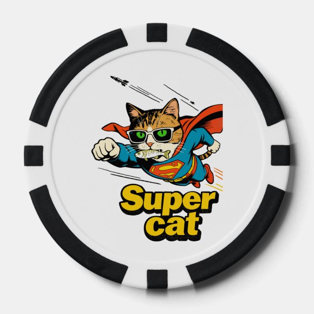 Fichas De Póquer Super Gato Vuela con Pescado  (Anverso)