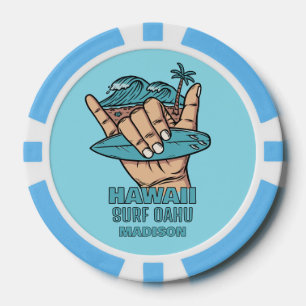 Fichas De Póquer Surf de ubicación y nombre personalizado Shaka