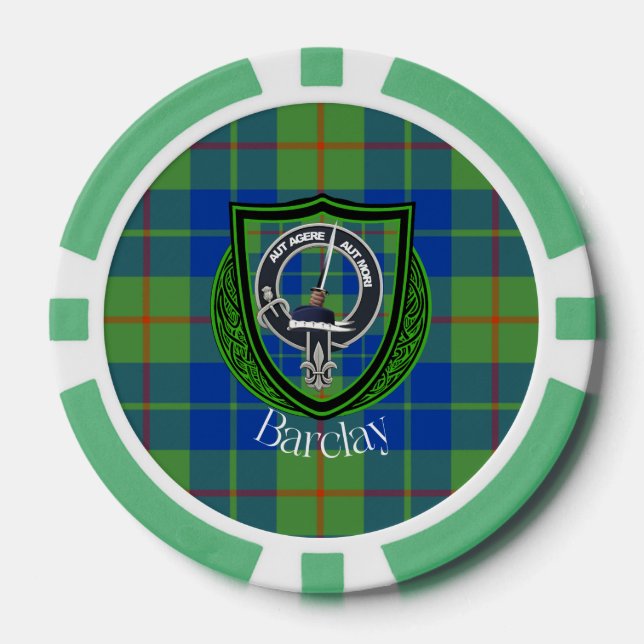 Fichas De Póquer Tartan y Cresta del Clan Escocés Barclay (Anverso)