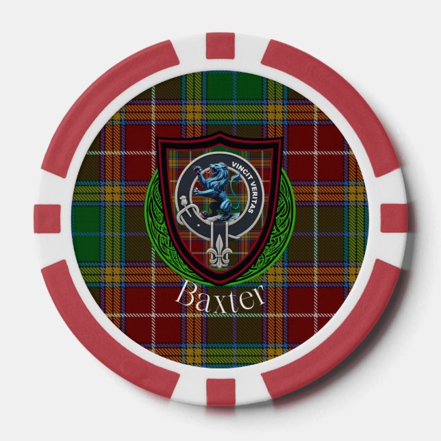 Fichas De Póquer Tartan y Cresta del Clan Escocés Baxter (Anverso)